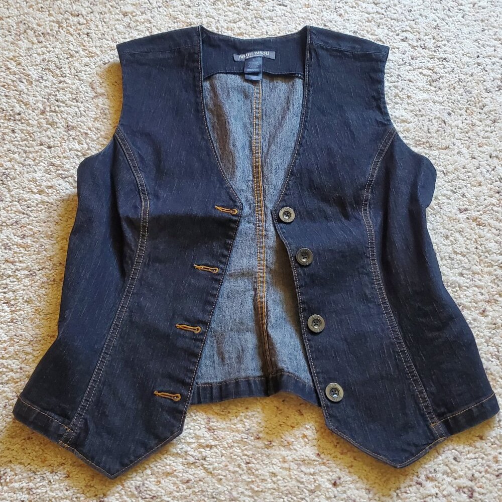 Bisou Bisou Dark Denim Vest in Navy Blue